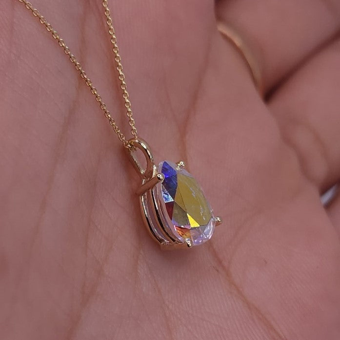 14Kt Gold Natural Mercury Mist Mystic Topaz Teardrop Pendant