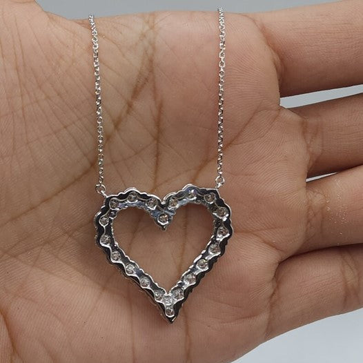 14Kt Gold 2.50 Ct Lab Grown Diamond Open Heart Necklace