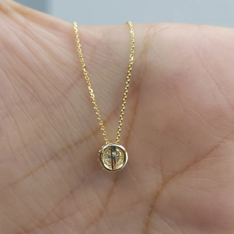 14Kt Gold 0.25 Ct Lab Grown Diamond Pendant Necklace