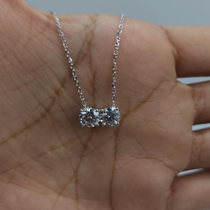 14Kt Gold 1.20 Ct 2 Stone Lab Grown Diamond Pendant