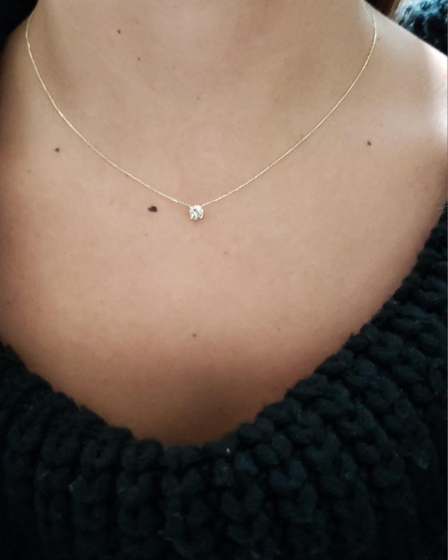 14Kt Gold Lab Grown Diamond Attached Pendant Necklace