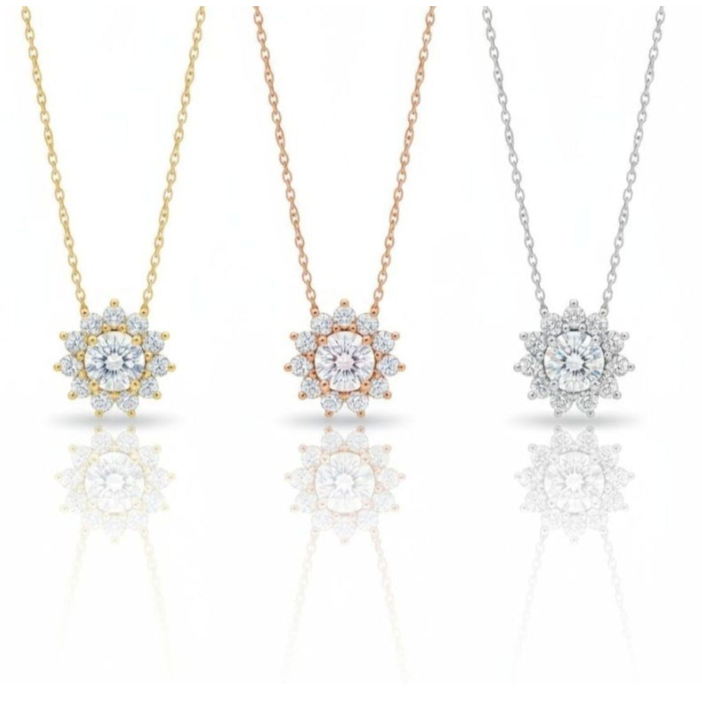 14Kt Gold 1.72 Ct Lab Grown Diamond Solitaire Halo Pendant Necklace