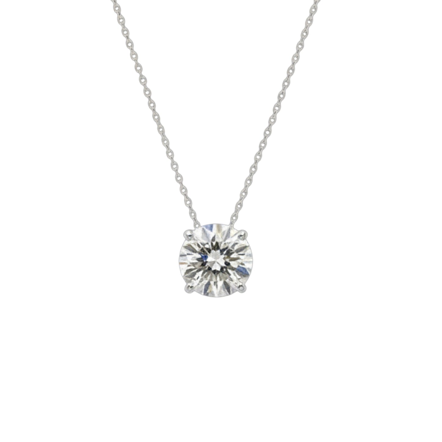14Kt Gold 3.50 Ct Lab Grown IGI Certified Diamond Pendant Necklace