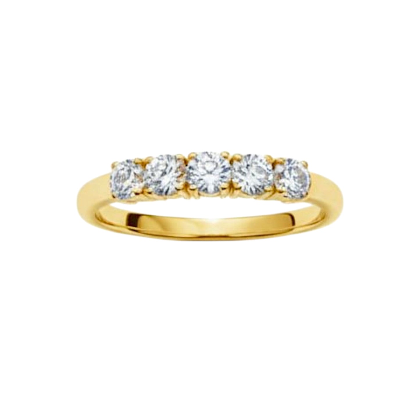 14K Gold 2 Ct 5 Stone Half Eternity Lab Grown Diamond Ring