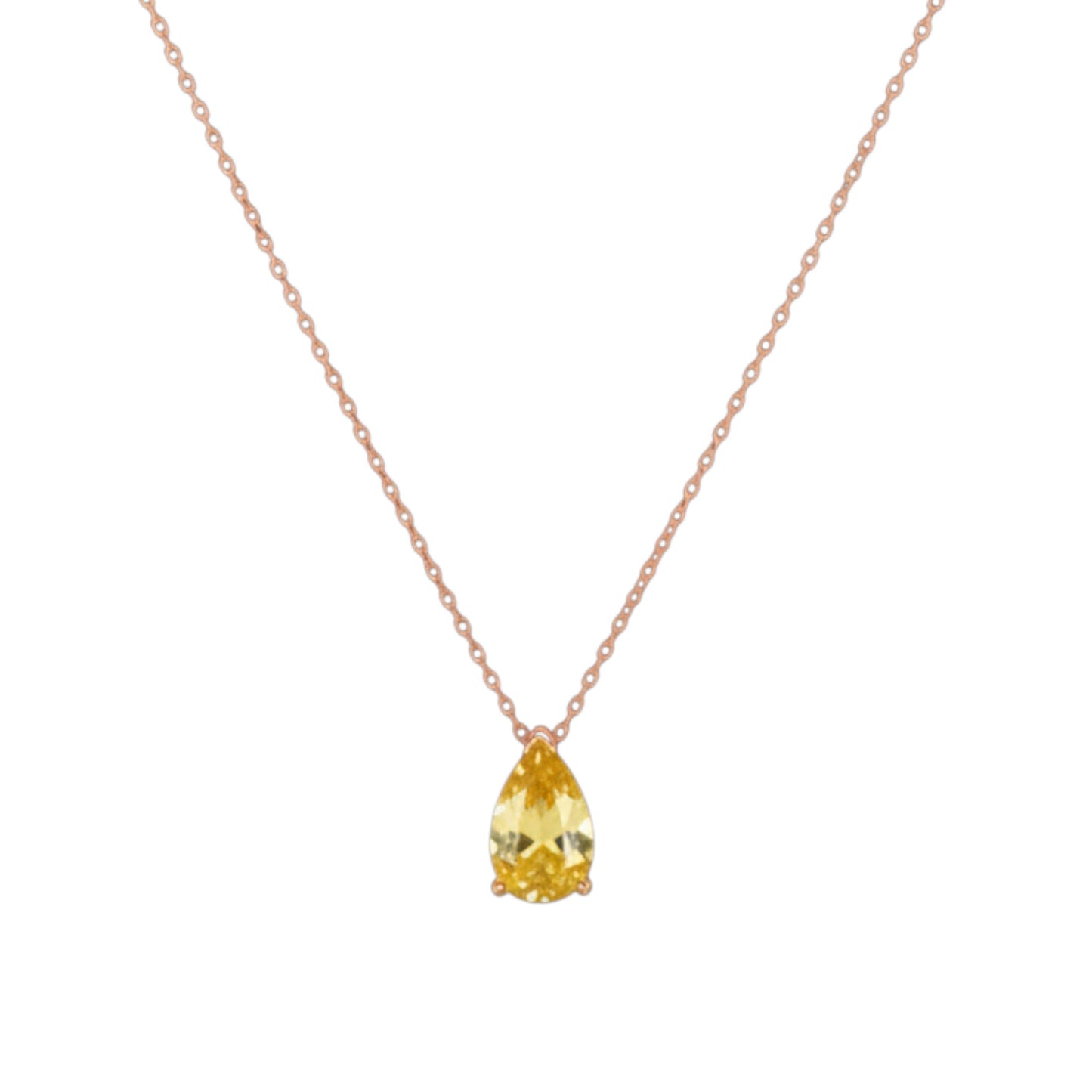 14Kt Gold Yellow Citrine Teardrop Pendant Necklace