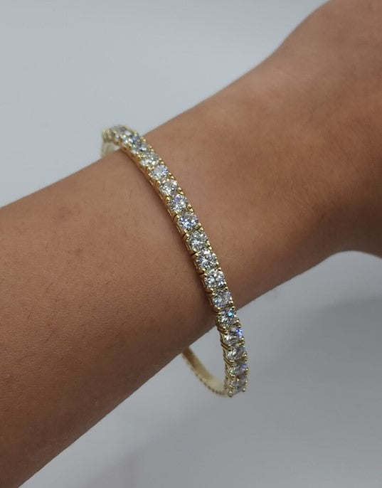 14Kt Gold 5Ct Lab grown Diamond Half Bangle Bracelet