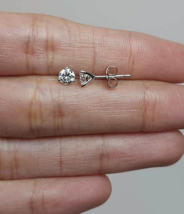 14Kt Gold 3 Prong Martini 0.40Ct Lab Grown Diamond Stud Earrings