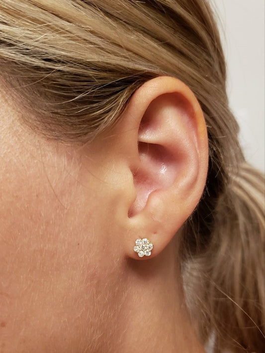 14Kt Gold 0.42 Ct Lab Grown Cluster Diamond Earrings