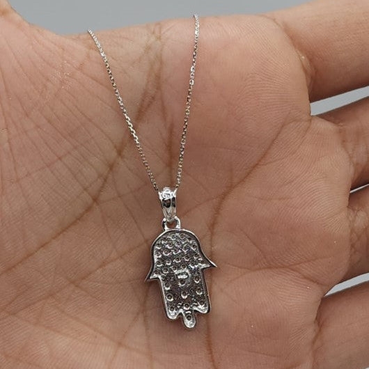 14Kt Gold 0.48 Ct Lab Grown Diamond Hamsa Pendant Necklace