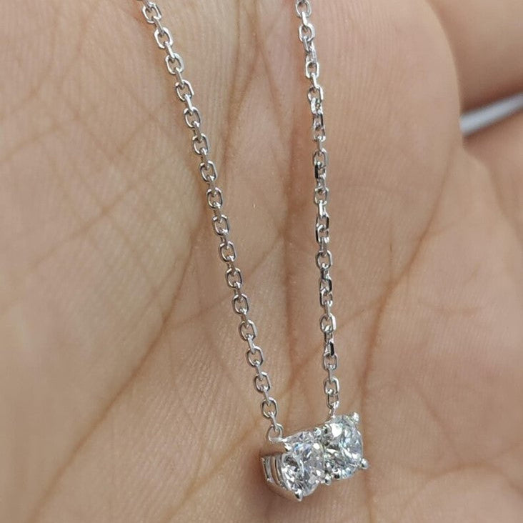 14Kt Gold 0.50 Ct 2 Stone Lab Grown Diamond Pendant