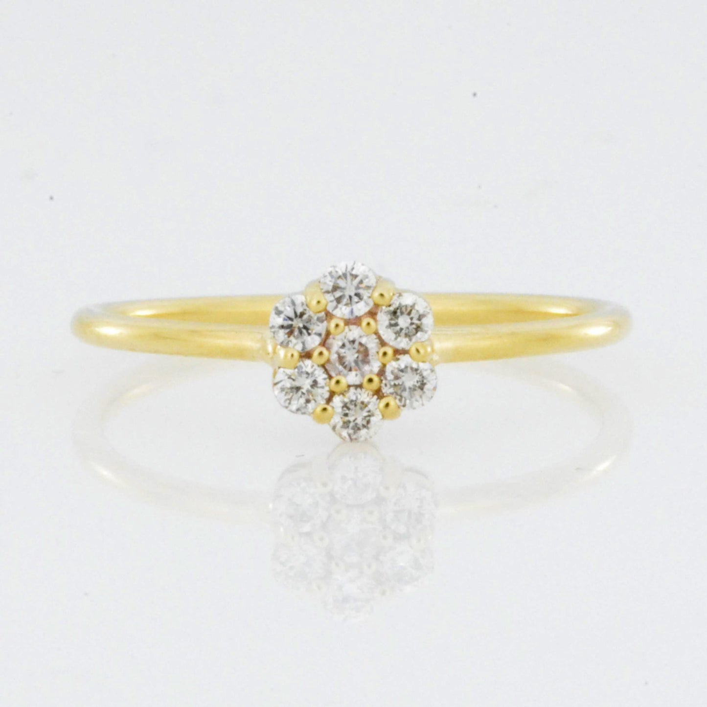 14Kt Gold Genuine Natural Diamond 0.21 Ct Cluster Ring