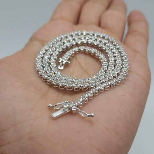 14Kt Gold 4 Ct Lab Grown Diamond Buttercup Tennis 16 inch Necklace