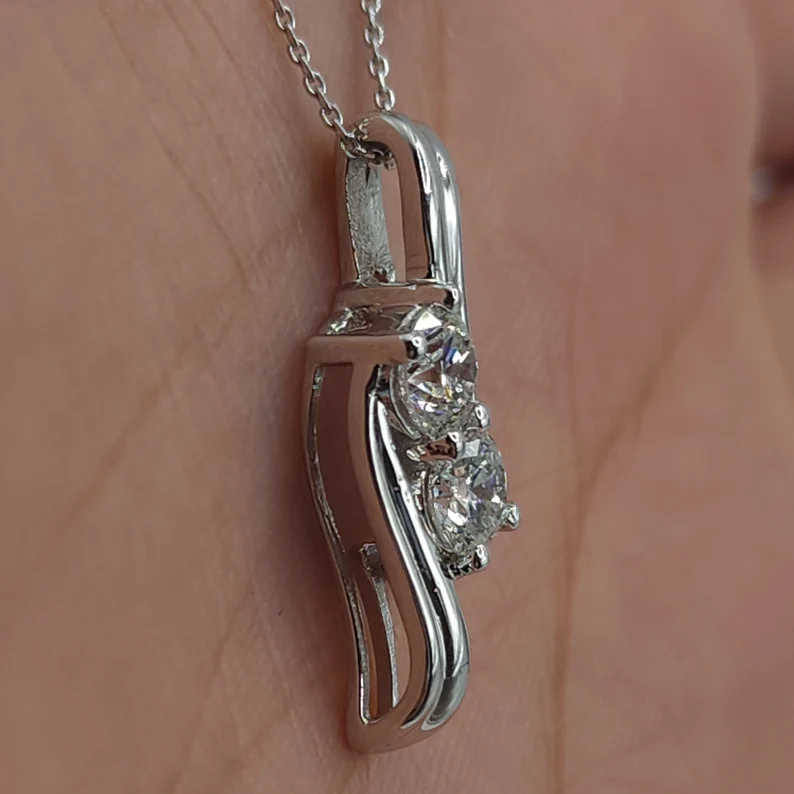 14K Gold 0.60 Ct Lab Grown Diamond Solitaire Pendant Necklace