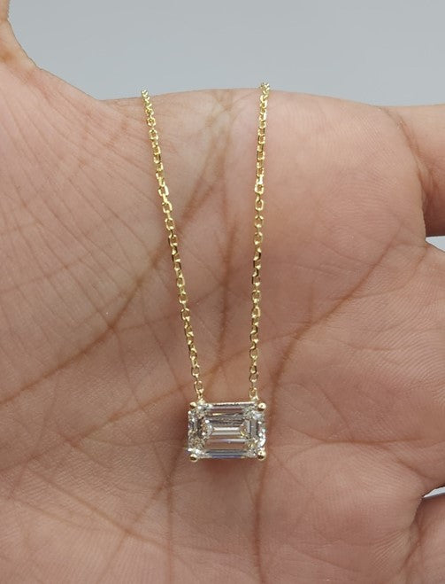 2.00 Ct Emerald Cut Simulated Diamond | selling Solitaire Pendant 18