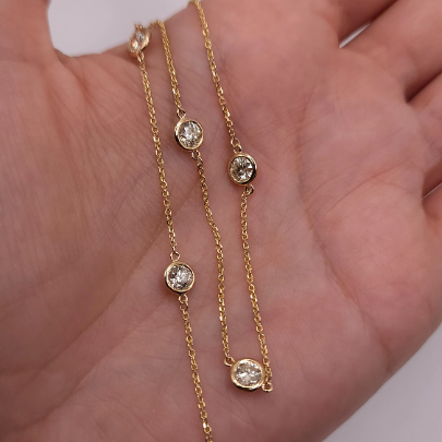 14Kt Gold 1.25 Ct Lab Grown Diamond by the Yard Necklace