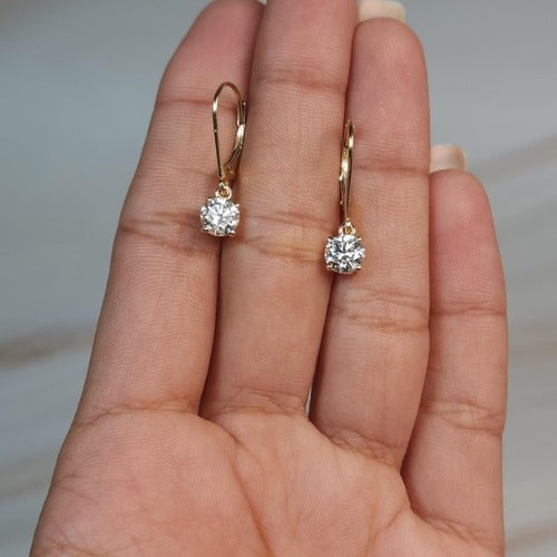 14Kt Gold 1 Ct Lab Grown Diamond Dangle Earrings
