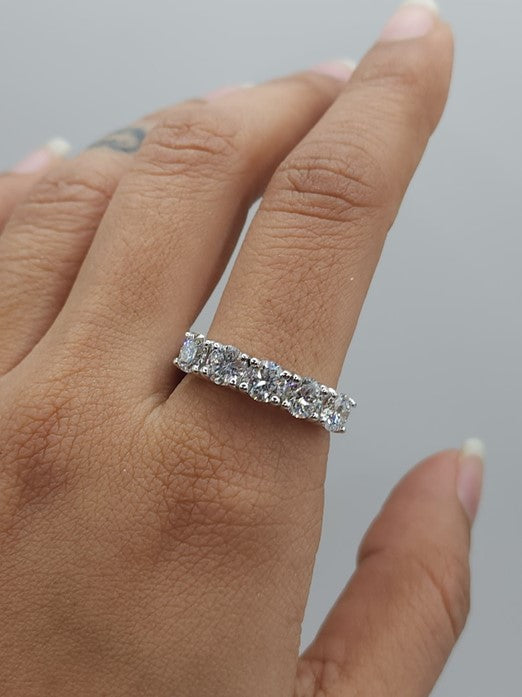 14K Gold Ct Stone Half Eternity Lab Grown Diamond Ring