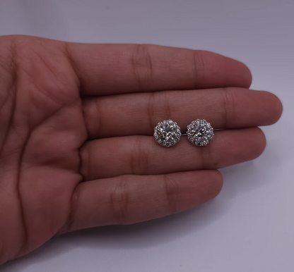 14Kt Gold 2.32 Ct Lab Grown Halo Diamond Earrings
