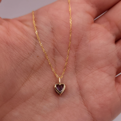 14Kt Gold Alexandrite Heart Pendant Necklace