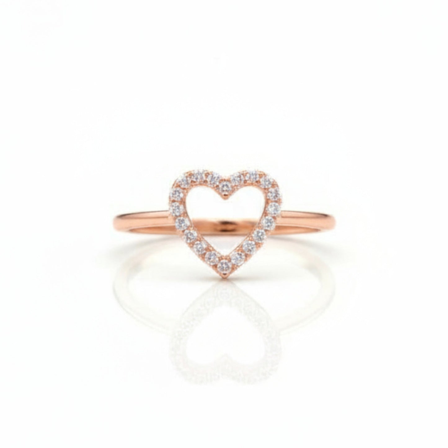 14Kt Gold Genuine Natural Diamond Open Heart Design Ring