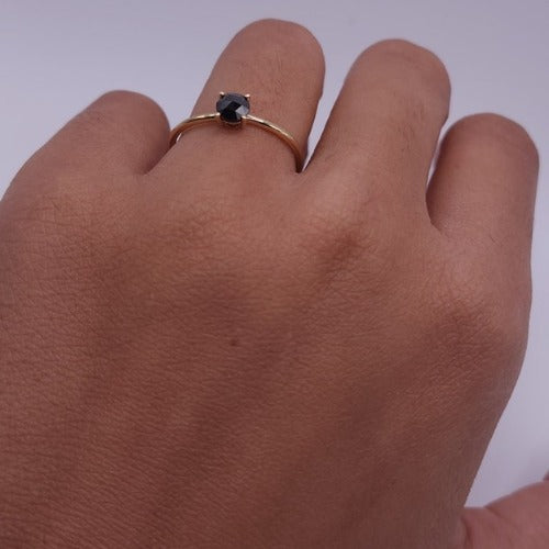 14Kt Gold 0.30 Ct Natural Rose Cut Black Diamond Ring