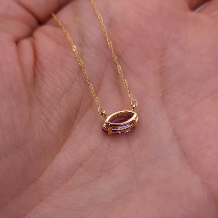 14Kt Gold Alexandrite Marquise Pendant Necklace