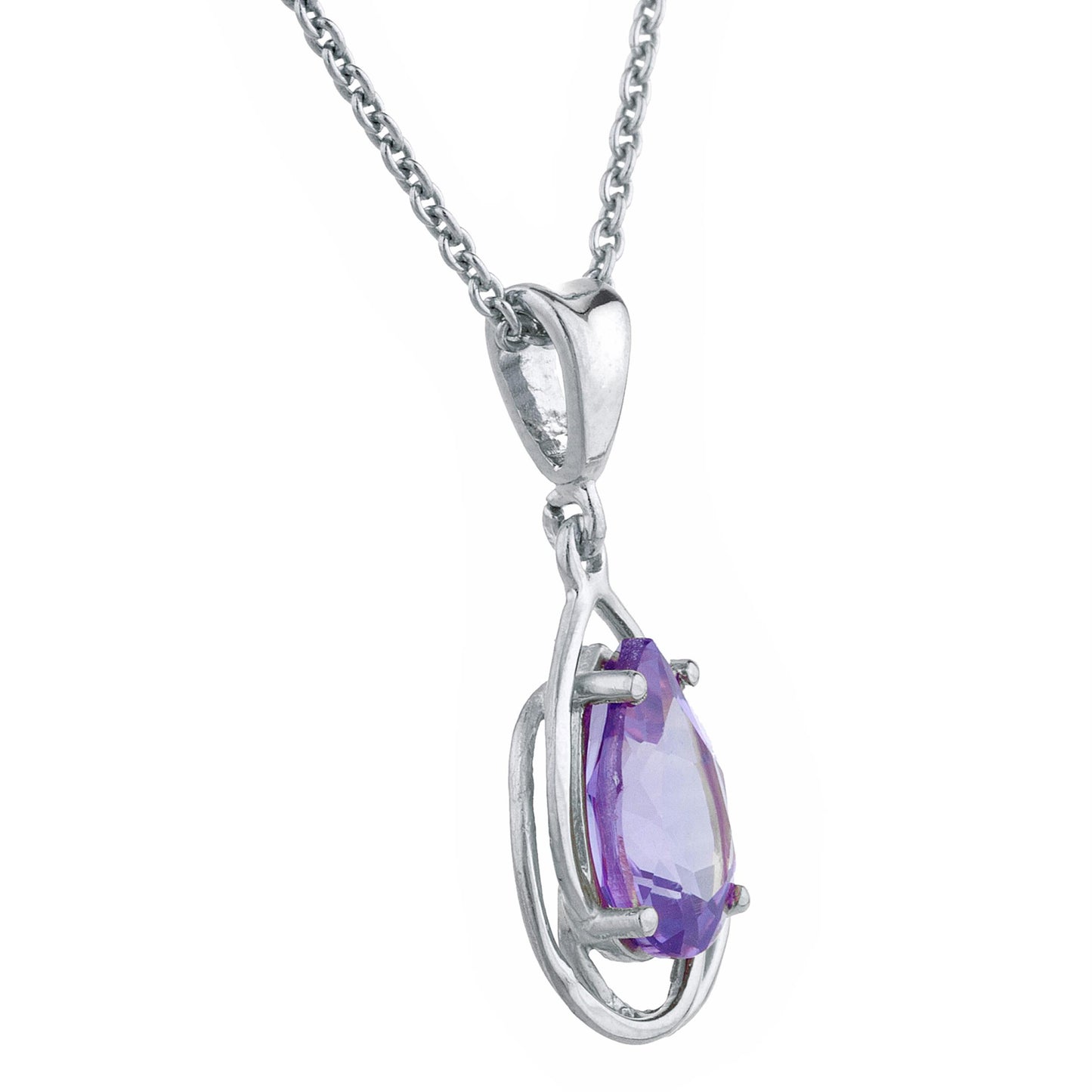 14Kt Gold 2 Ct Alexandrite Pear Teardrop Design Pendant Necklace