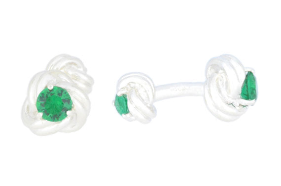 2.5 Ct Emerald Knot Cufflinks Rhodium Plated