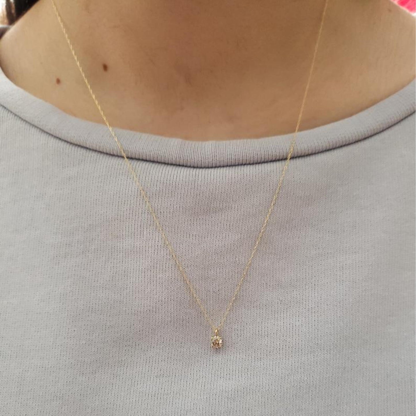 14Kt Gold 0.20 Ct Genuine Natural Diamond Pendant Necklace