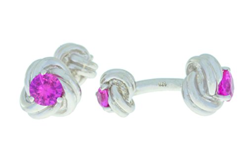 2.5 Ct Pink Sapphire Knot Cufflinks .925 Sterling Silver Rhodium Finish