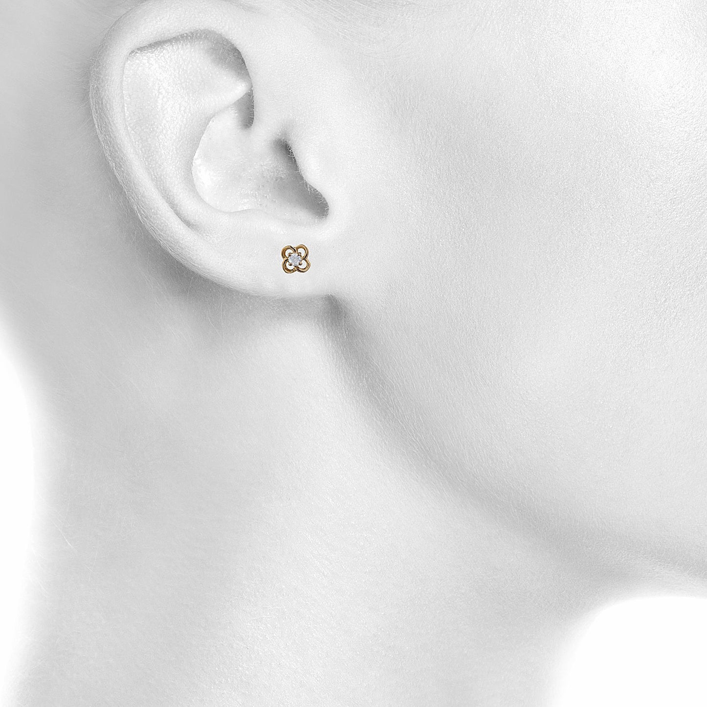 14Kt Gold White Sapphire Love Knot Stud Earrings