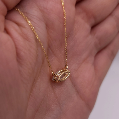 14Kt Gold Genuine Aquamarine Marquise Pendant Necklace