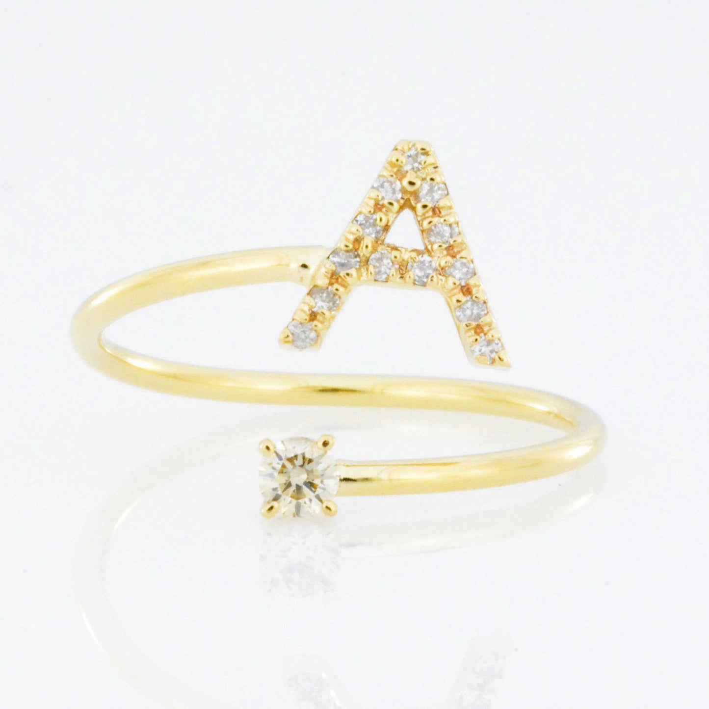 14Kt Gold Genuine Natural Diamond Initial Ring