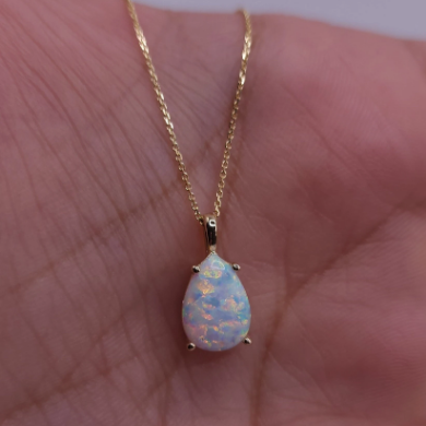 14Kt Gold Opal Teardrop Pendant