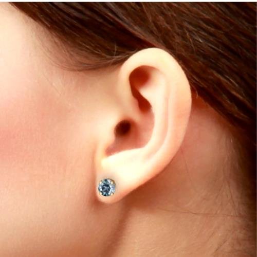 2 Ct Natural Aquamarine Round Stud Earrings 14Kt Yellow Gold