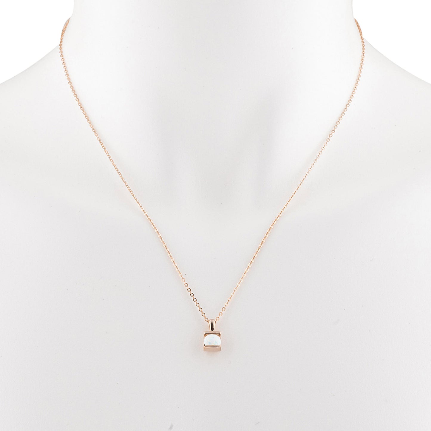 14Kt Rose Gold Plated Opal Half Channel Pendant
