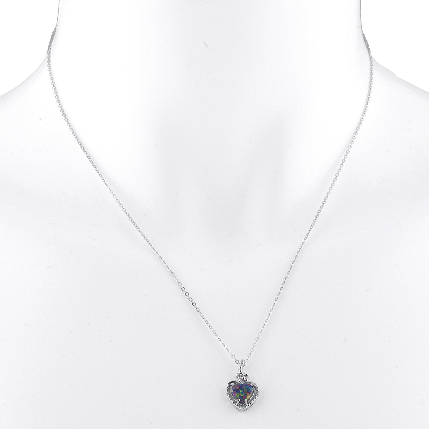 14Kt Gold Black Opal Heart Design Pendant Necklace