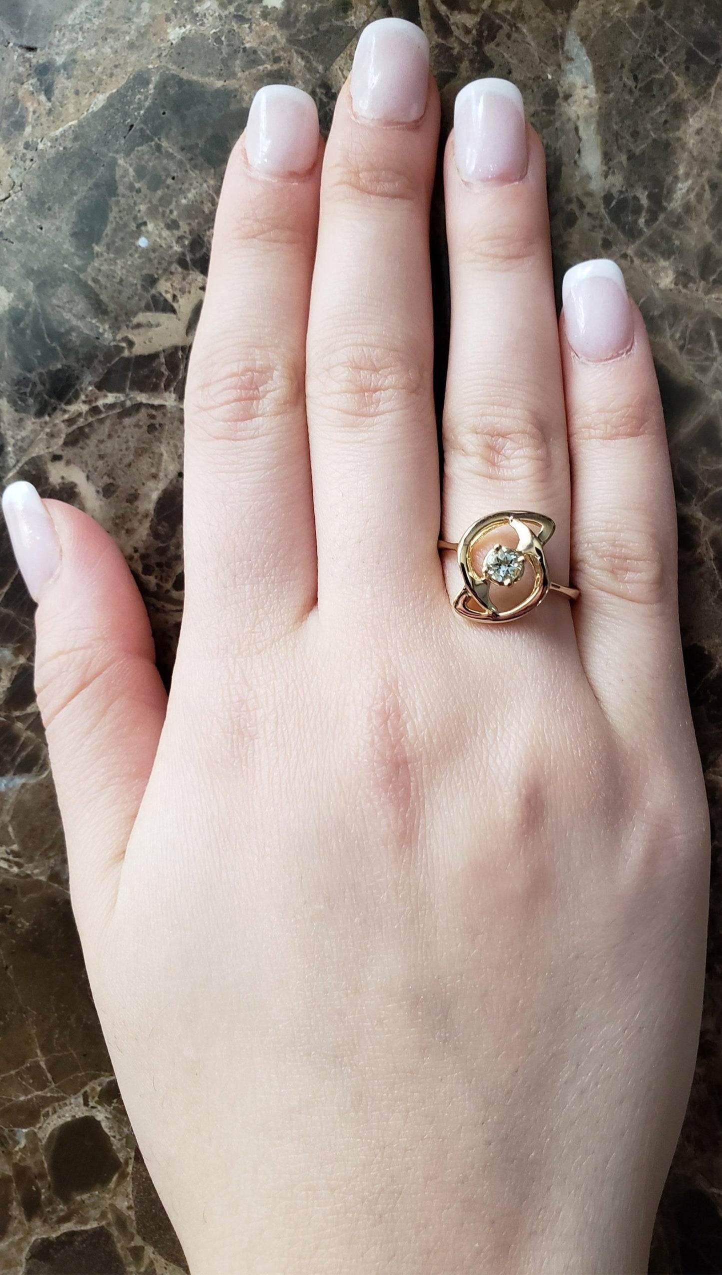 14Kt Gold Genuine Aquamarine Infinity Design Ring