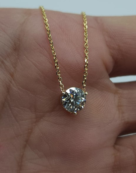 14Kt Gold 1 Ct Lab Grown Diamond 3 Prong Pendant Necklace