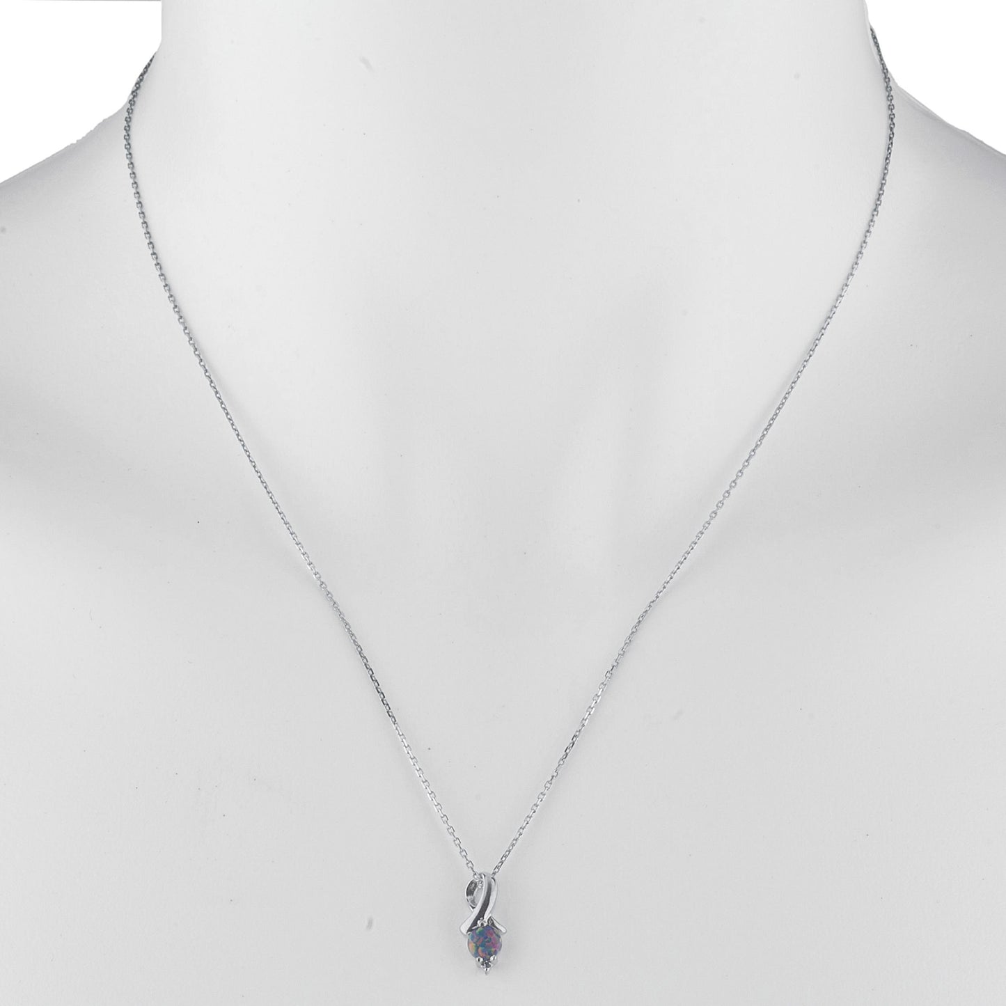 14Kt Gold Black Opal & Diamond Round Design Pendant Necklace