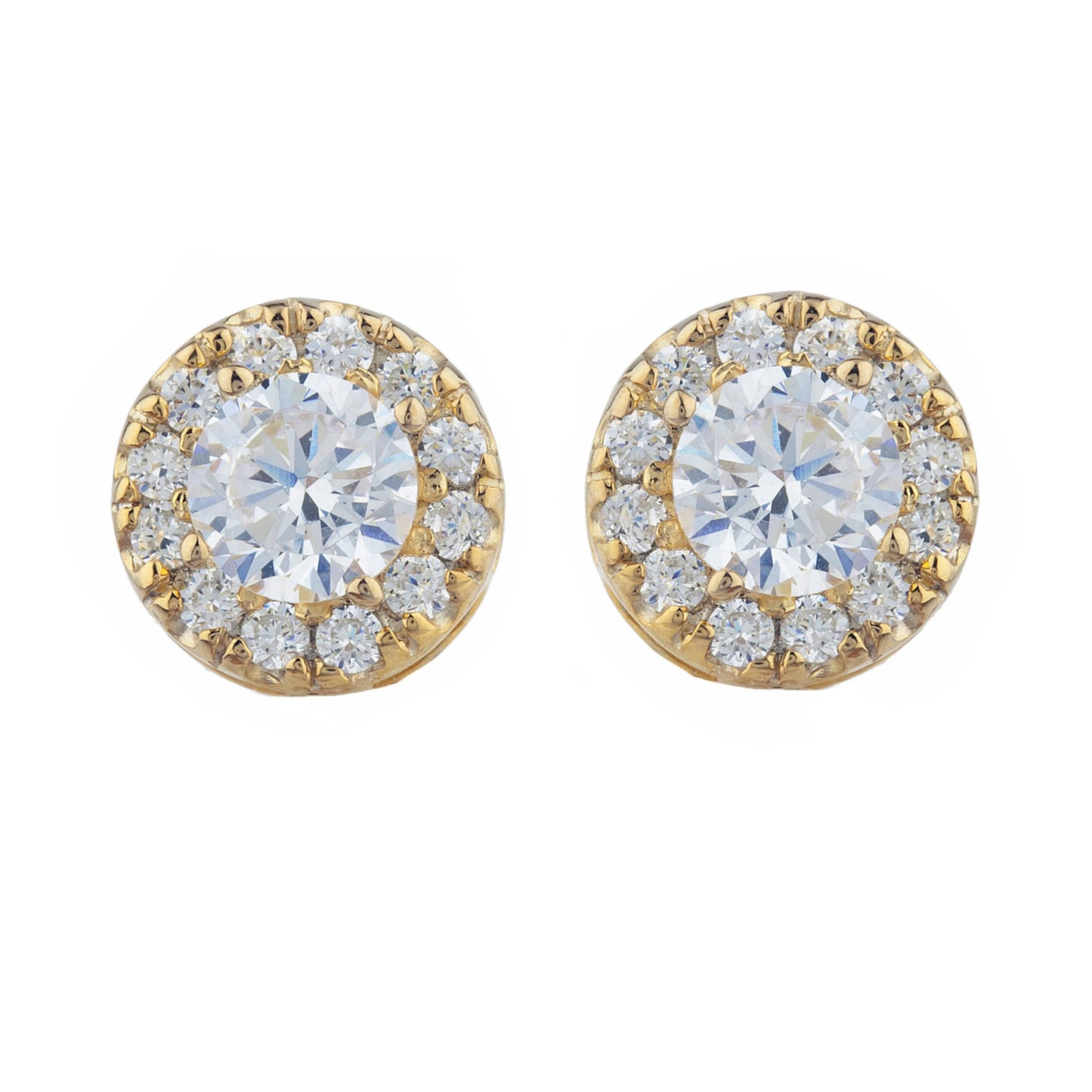 14Kt Gold 1 Ct Zirconia Halo Design Stud Earrings