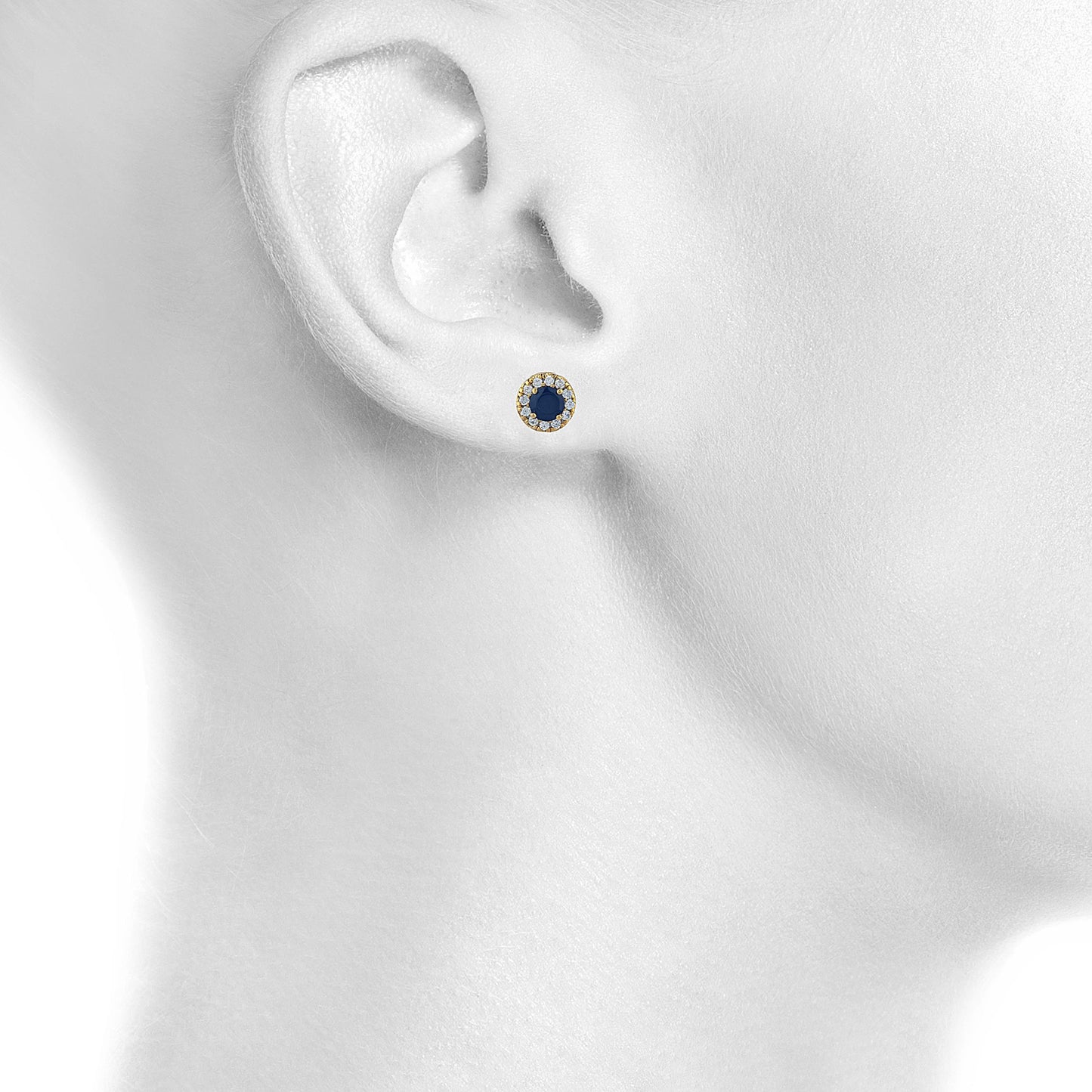 14Kt Gold 1 Ct Genuine Black Onyx Halo Design Stud Earrings
