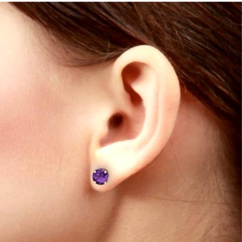 2 Ct Alexandrite Round Stud Earrings 14Kt Yellow Gold