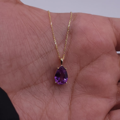 14Kt Gold Alexandrite Teardrop Pendant