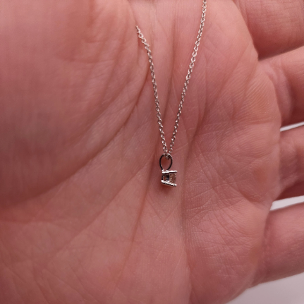 14Kt Gold 0.10 Ct Genuine Natural Diamond Princess Cut Necklace Pendant