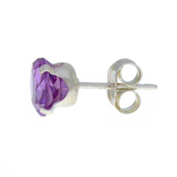 14Kt White Gold Alexandrite Round Stud Earrings