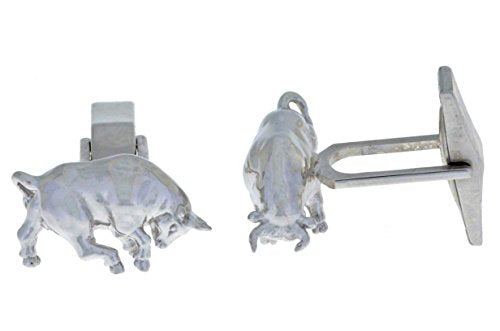 Bull Cufflinks .925 Sterling Silver Rhodium Finish [Jewelry]