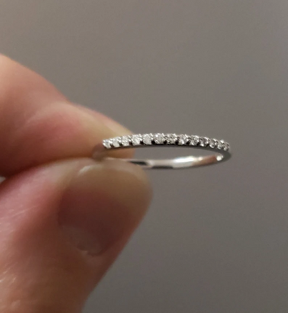14Kt Gold 0.11 Ct Lab Grown Diamond Half Eternity Wedding Band Ring