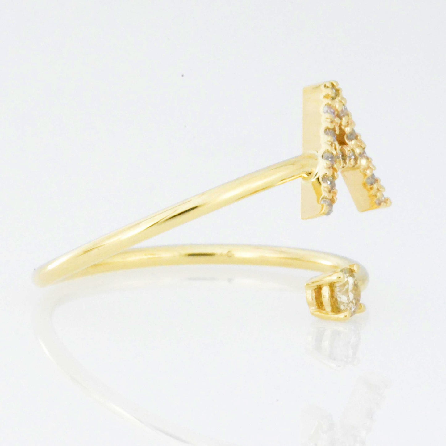 14Kt Gold Genuine Natural Diamond Initial Ring