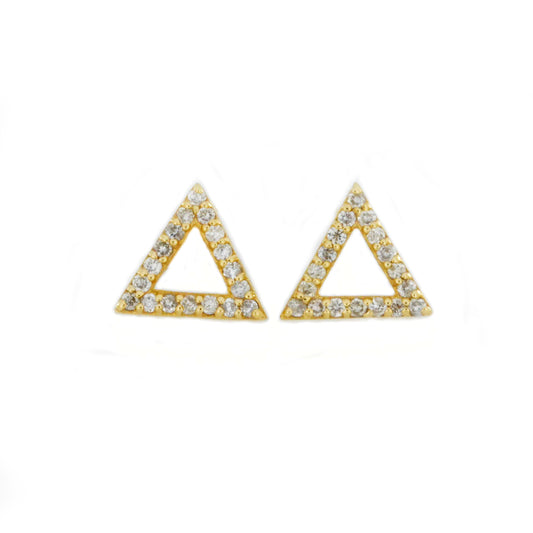 14Kt Gold Diamond Open Triangle Stud Earrings